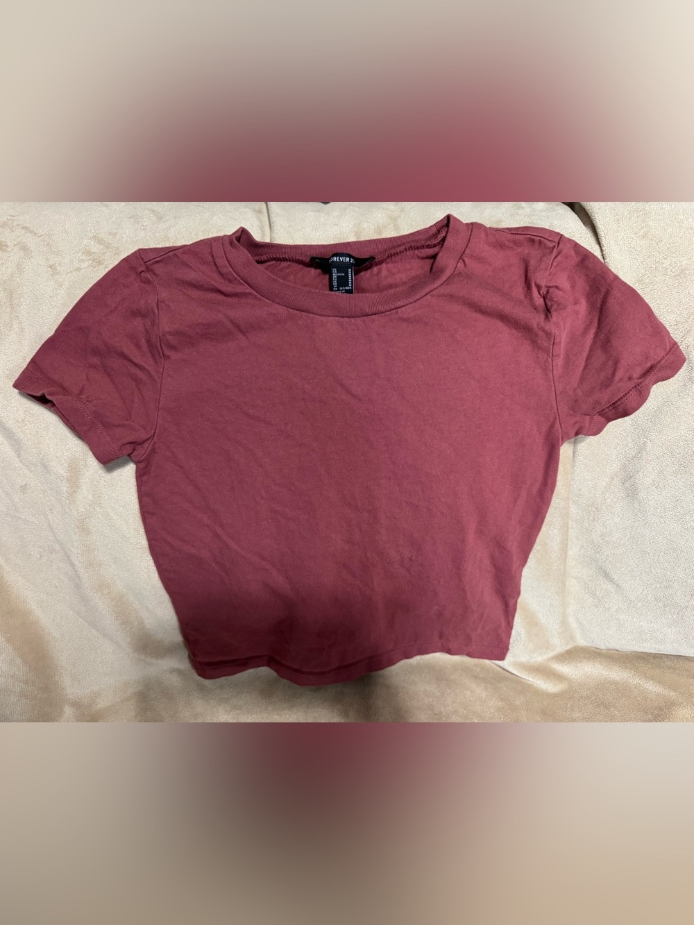 Forever 21 Women's Mauve Short-Sleeve Crewneck Tee